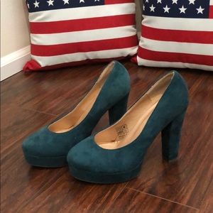 HOTITEM green suede heels